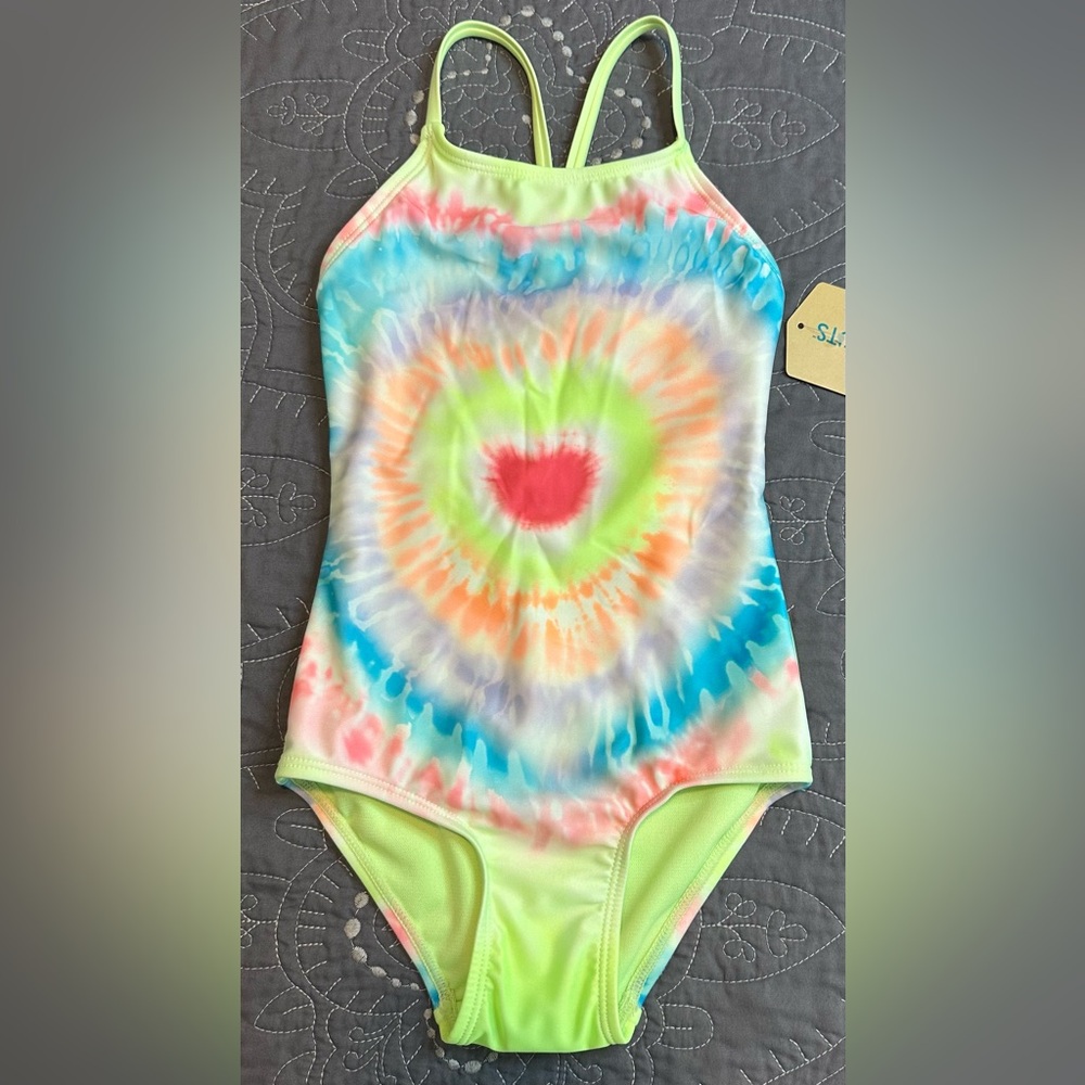 Thereabouts Girls Sunshine Tie Dye 1 Piece Swimsuit NWT Size XXS 4/5